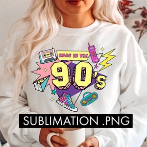 Fabriqué dans les années 90 PNG sublimation, png des années 90, png rétro, png vintage, png enfant des années 90, design des années 1990 omg, sublimation des années 90, png tendance des années 90, png Groovy