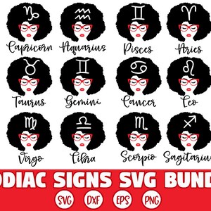 Sterrenbeeld bundel svg, Dierenriem svg, Astrologische svg, Horoscoop svg, Ram svg, Stier svg, Vissen svg, Steenbok svg, Zwarte vrouw svg