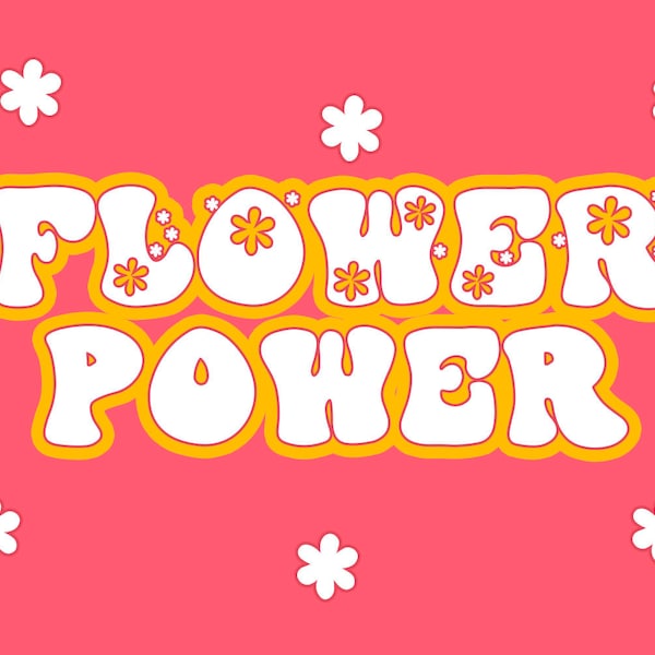 Flower Power Font, Groovy Font, Retro Font, Vintage Font, SVG font, Hippie font, Boho font, Bohemian font, Retro letters, Groovy letters