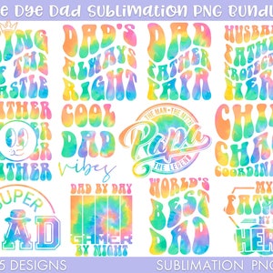 Dad Quotes Tie Dye PNG Sublimation Bundle, Retro Dad Png, Tie Dye PNG, Father png, Papa png, Funny dad sublimation, Father&#39;s day gift png