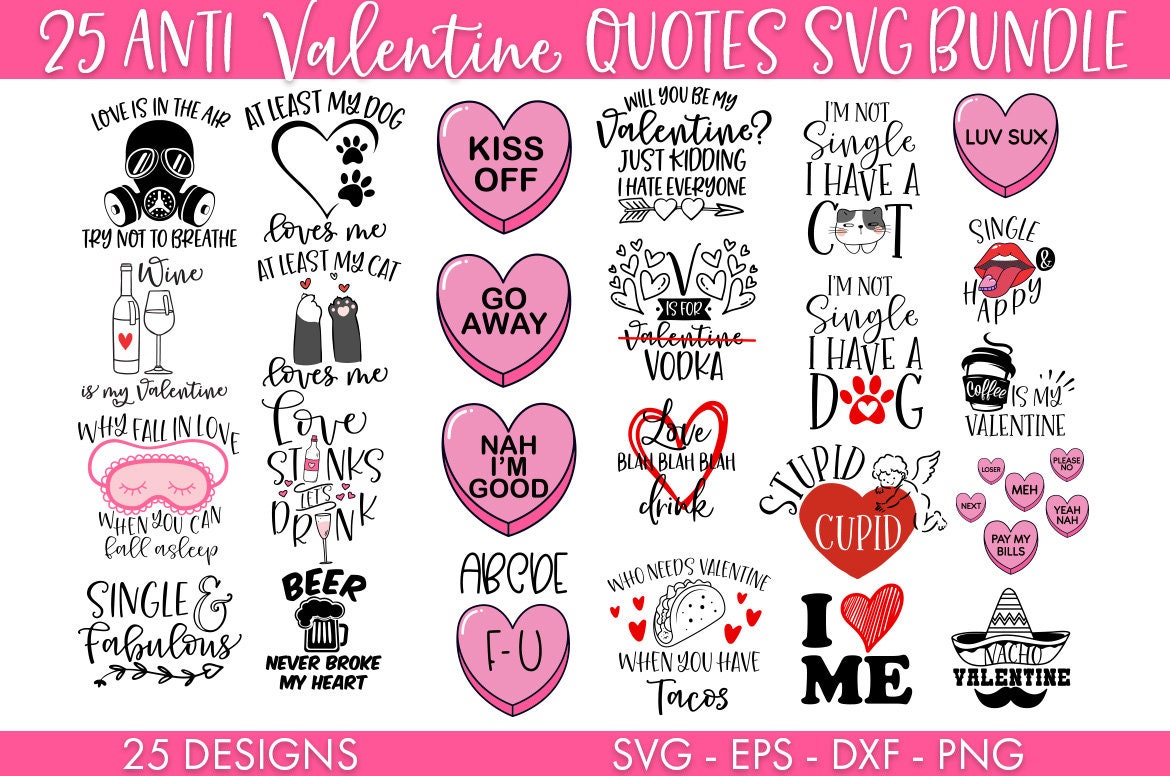 25 Anti Valentine's Day SVG Bundle, Anti Valentines SVG Bundle, SVG Bundle, Funny  Valentines Svg, Valentines Svg, Cupid Svg, Single Svg - Etsy, image size:1170x776