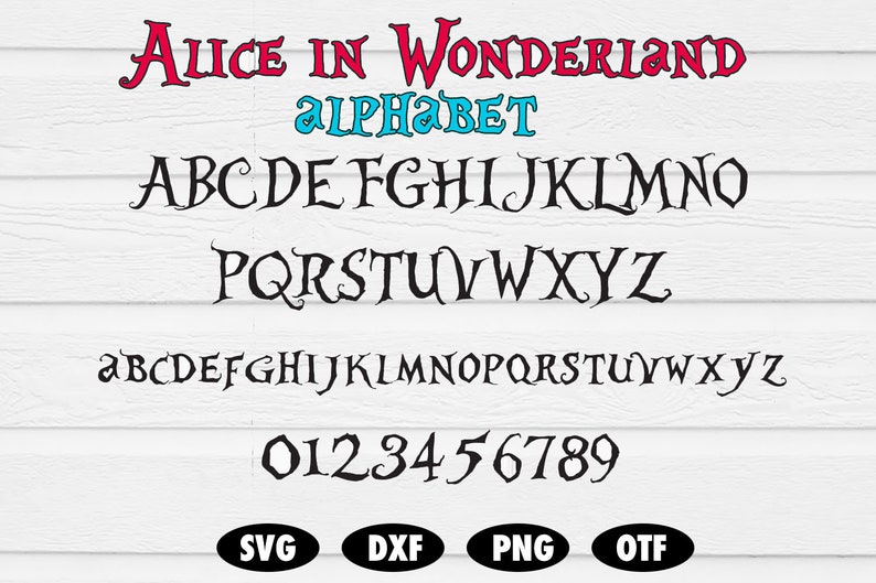Alice in Wonderland Font svg Alice in Wonderland letters svg Etsy