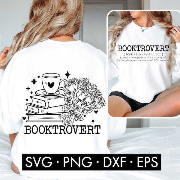 Booktrovert SVG, Booktrovert Definition svg, Funny Book svg, Book lover svg, Reading svg, Book nerd svg, Floral book svg,  Bookish svg