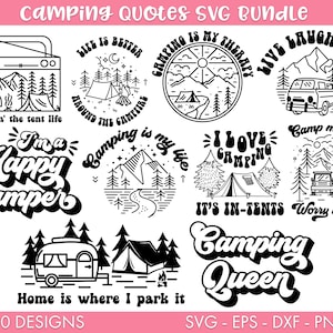 Retro Camping SVG Bundle, Camping svg, Camping quotes svg, Camping svg for men, Happy camper svg, Lake svg, Mountains svg, Tent svg