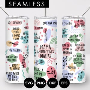 20oz Seamless Mom Daily Afirmations Skinny Tumbler Sublimation, PNG, Mom svg, Mom tumbler, Affirmation tumbler svg, Mental health tumbler