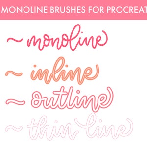 Procreate Monoline Brush Set, Monoline Brush, Outline Brush, Lettering ...