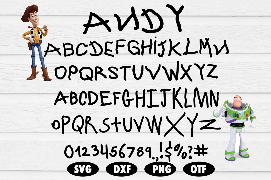 Andy Font svg Toy Story FontToy Story alphabet svg Toy Etsy