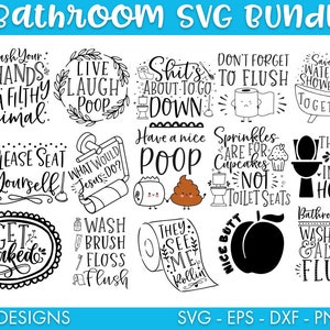 Badkamer SVG Bundel, Grappige badkamer citaten svg, Badkamer borden svg, Toilet svg, Toilet citaten svg, Poep svg, Shit gebeurt svg, Naakt worden svg