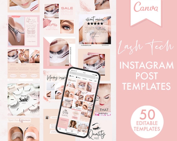 Lash tech Instagram Post Templatas in Canva, Lash Posts, Lash Templates, Instagram Post Templates Canva, Quotes for Instagram, Lash tech