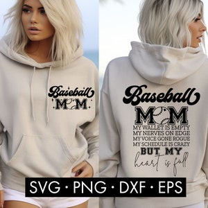 Mamá de béisbol SVG, Mi billetera está vacía svg, Béisbol SVG, Frente y detrás svg, Camisa de béisbol Svg, Béisbol divertido svg, Varsity Baseball svg