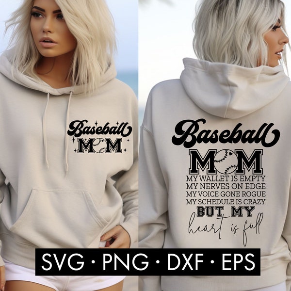 Baseball Mom SVG, My Wallet Is Empty Svg, Baseball SVG, Front and back svg, Baseball Shirt Svg, Funny Baseball svg, Varsity Baseball svg