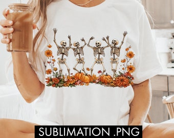 Dancing Skeleton Fall Png, Halloween Sublimation, Funny Skeleton Png, Halloween Shirt Design, Trendy sublimation, Skeletons png, Pumpkin png