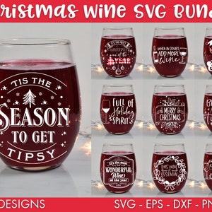 Kerst wijnglas SVG Bundel, PNG bundel, Kerst wijn svg, Wijn svg, Wijn bundel svg, Kerstmis png, Grappige svg, Vintage svg, Wijn png