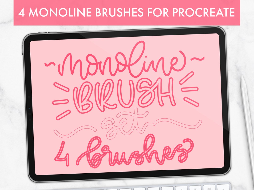 Procreate Monoline Brush Set, Monoline Brush, Outline Brush, Lettering ...