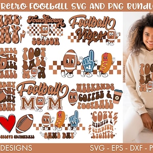 Retro Football SVG Bundle, Football Vibes SVG, Football Png, Football Mom svg, Svg bundle, Touchdown Season svg, Cartoon Characters svg