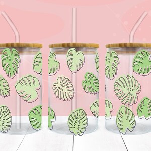 Monstera 16oz Libbey Glass Can SVG File Cup Wrap, Libbey PNG, Monstera ...