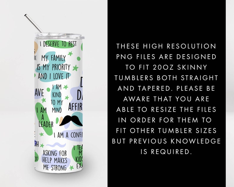 May include: A white tumbler with a green, blue, and orange design. The tumbler has text that reads "I deserve to rest", "My family is my priority and I love it", "I am kind to my mind", "I am a leader", "I am a confident", "Asking for help makes me strong", and "I teach my kids to be excellent".