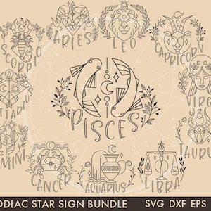 Signo da estrela do zodíaco Pacote Boho Boho Svg, Zodíaco svg, Signo da estrela svg, Constelação svg, Pacote Svg, Boho svg, Boho svg