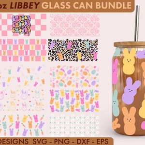 Easter Bundle 16oz Libbey Glass Can SVG Datei Cup Wrap, Libbey PNG, Easter Svg, Easter Libbey Can Wrap svg, Bunny Libbey svg, Peeps svg