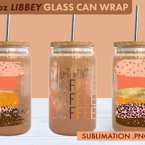 Pero primer café 16oz Libbey Glass Can PNG Cup Wrap, Libbey PNG, Pero primera sublimación de café, Coffee can wrap, Coffee png, Pinceladas