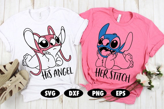 His Angel Svg Her Stitch Svg Couple Svg Stitch Svg Angel Etsy