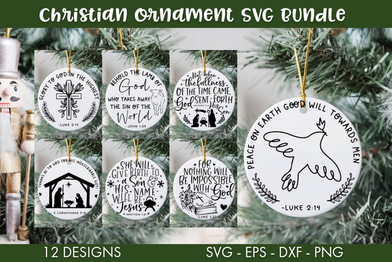 Christian Christmas Ornament SVG Bundle, PNG Bundle, Christmas Svg ...