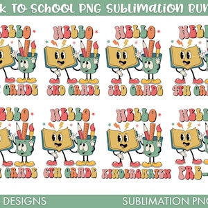 Paquete de sublimación de Regreso a la escuela Png, Retro Regreso a la escuela Png, 1er día de clases png, Jardín de infantes png, Dibujos animados PNG, Maestro png