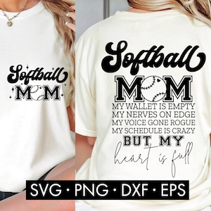 Softbol mamá SVG, Mi billetera está vacía svg, Softbol SVG, Frente y atrás svg, Camisa de softbol Svg, Softbol divertido svg, Softbol universitario svg