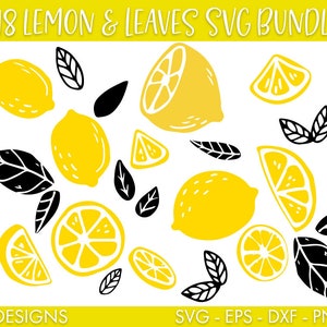Lemon SVG Bundle, Lemon svg, Leaves svg, Leaf svg, Lemon cricut, Lemon cut file, Lemon clipart, Svg bundle, Summer svg, Lemon illustrations