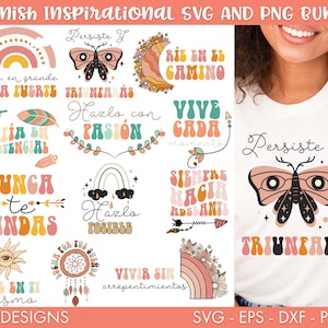 Spanisch inspirierende SVG Bundle, spanische motivierende Zitate SVG, Latina SVG, spanische Sprüche, Sublimation Design, Frases motivadoras svg