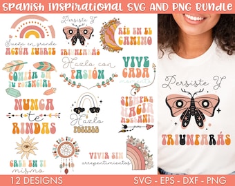 Spanish Inspirational SVG Bundle, Spanish Motivational Quotes SVG, Latina Svg, Spanish Sayings, Sublimation design, Frases motivadoras svg