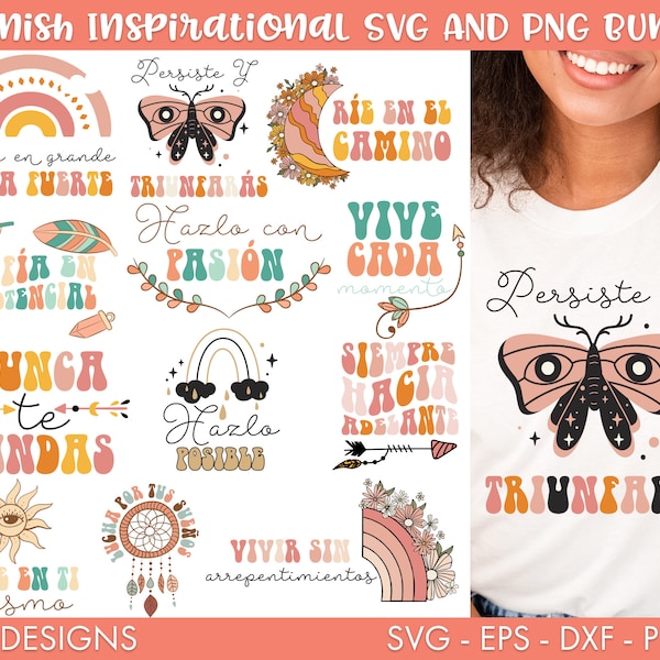 Spanish Inspirational SVG Bundle, Spanish Motivational Quotes SVG, Latina Svg, Spanish Sayings, Sublimation design, Frases motivadoras svg