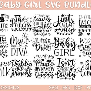 Baby Meisje SVG Bundel, Baby citaten svg, Baby meisje svg, Svg bundel, Bundel, Baby svg, Pasgeboren svg, Baby meisje gesneden vijl, Grappige baby svg