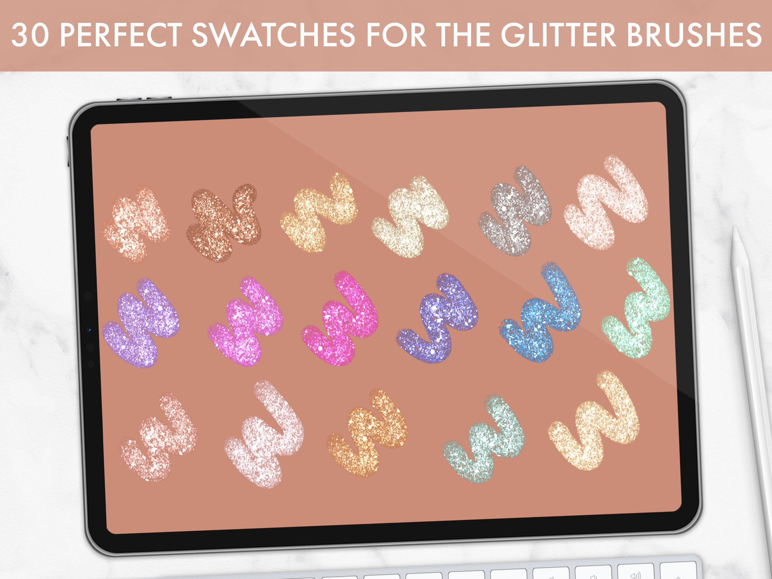Procreate Glitter Brush Set Glitter Brush Pen Monoline Etsy