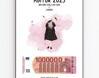 Geldgeschenk bestandener Bachelor oder Abitur - Personalisiertes Poster als PDF - Geld schenken zum Schulabschluss