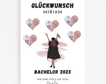 Bestandene Prüfung Geldgeschenk Vorlage, Geld zum Abschluss schenken, Personalisierbares Poster zum Ausdrucken (Digitale Datei PDF)
