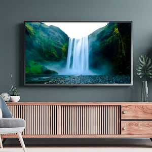 Island Wasserfall Samsung Frame TV Art、Natur Fotografie TV Kunst、Skogafoss ポスター、Landschaftsbild Modern、Digitaler Download、16:9 フォーマット