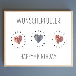 Money Gift Birthday Card Template: DIY Printable Heart Design (PDF Download)