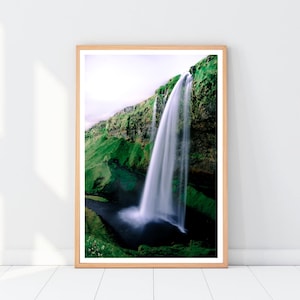 Island Wasserfall Wandbild、Skandinavien、Island Photo、Nordish Landschaft Poster、Natur Fotografie、Digitale Datei Sofortdruck