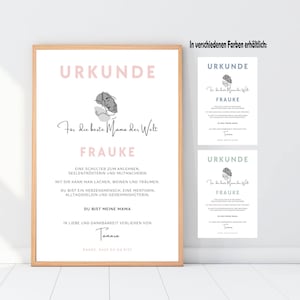 Geschenk beste Mama der Welt - Personalisierbare Urkunde zum Ausrucken - Geschenke zum Muttertag oder Geburtstag Mutter - Geburt des Kindes