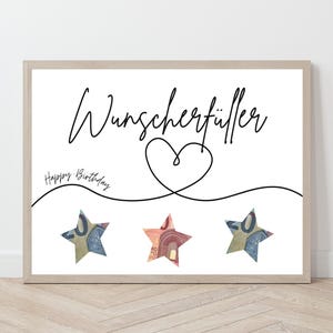 Wunscherfüller Geburtstagsgeschenk Poster, Vorlage um Geld zu verschenken, Geburtstagskarte (Digital Download PDF)