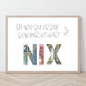 Du Wolltest Doch Nichts Geldgeschenk Poster, DIN A4, Nix Geschenkvorlage für Jeden Anlass, Geldschein Geschenk zum Ausdrucken,Geschenkidee