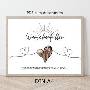 Money Gift Birthday Card: Printable Heart Design (PDF A4)