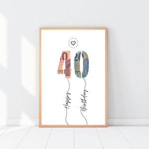 40. Geburtstag Geldgeschenk, Wunscherfüller, Geburtstagsgeschenk Frau Mann, Geburtstagskarte zum Ausdrucken, Geld schenken Vorlage A4 PDF