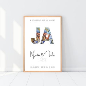 Geldgeschenk Hochzeit Ja personalisiert, Brautpaar Geschenk, Hochzeitsgeschenk Bilderrahmen, Geld verschenken Hochzeit A4, Poster Ausdrucken