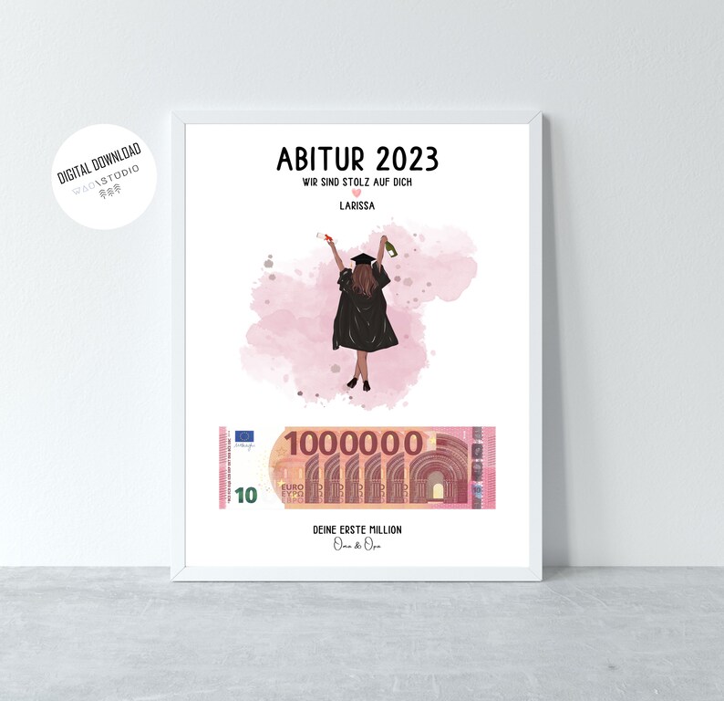 Geldgeschenk bestandener Bachelor oder Abitur - Personalisiertes Poster als PDF - Geld schenken zum Schulabschluss image 4
