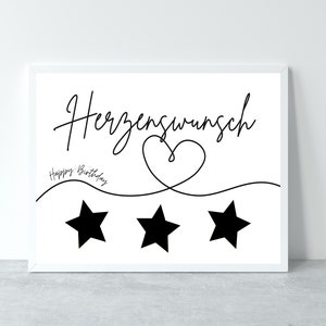 Geldgeschenk zum Geburtstag, Herzenswunsch Geburtstagskarte, Wunscherfüller Geld verpacken, Geburtstaggeschenk Vorlage zum Ausdrucken image 7