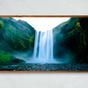 Samsung Frame Tv Art Iceland, Landscape Frame TV Art, Iceland Photography, Iceland Waterfall, Digital Art, 16:9 Prints, Digital Download