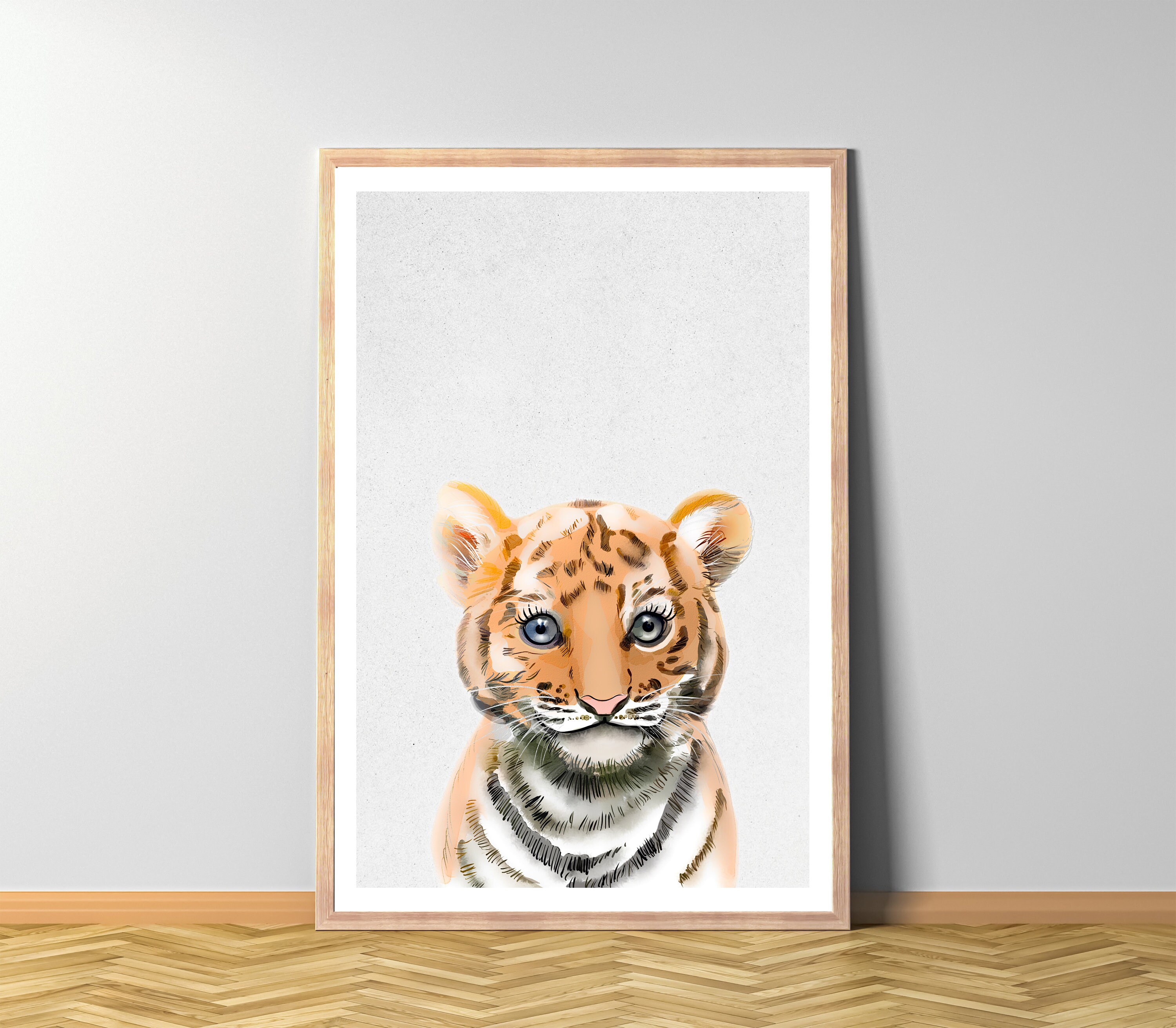Tiger Baby Poster, Tigerbaby Print, Tiger Aquarell, Tierkind Wasserfarbe Dschungel, Tierbaby Kinderzimmer Wandkunst, Downloadt als Ausdruck