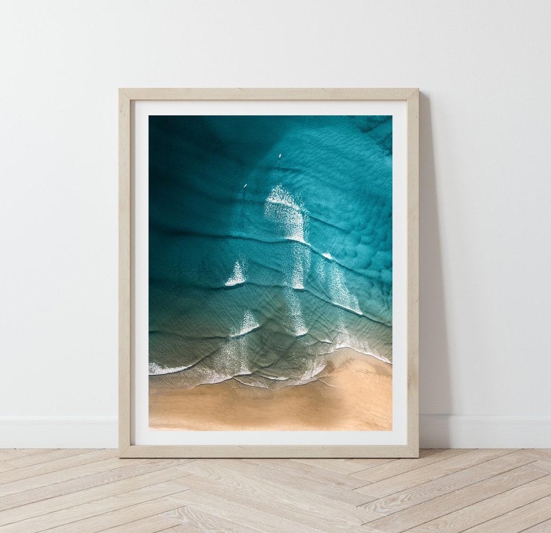 Beach Photography Wall Art Print, Aerial Beach Print, Water Printable Wall Art, Sand, Ocean